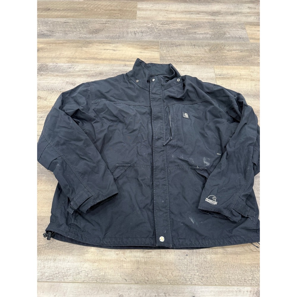 Carhartt J162 BLK Shoreline Waterproof Breathable Jacket Mens XL Black Nylon